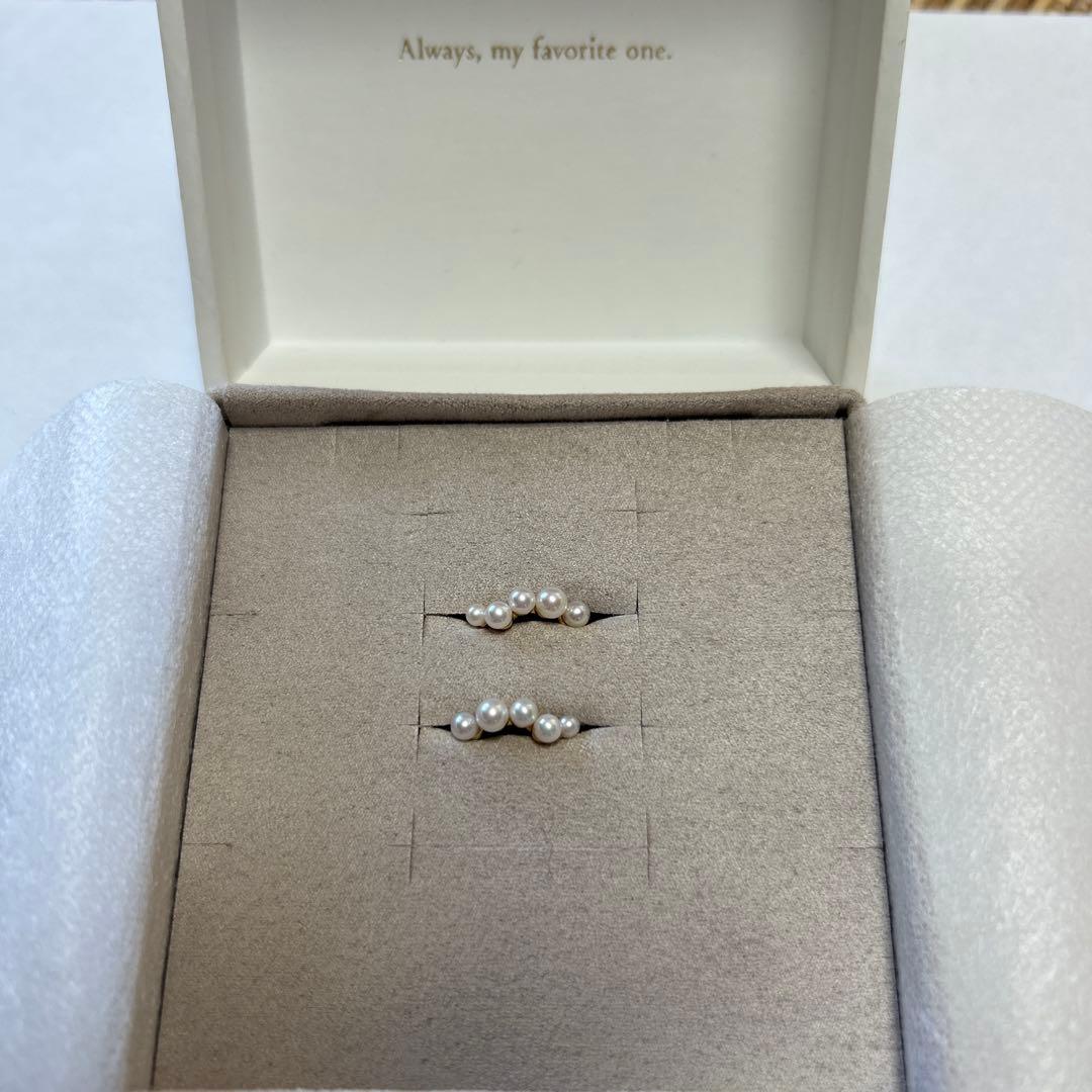 ete パール付きゴールドフープピアス