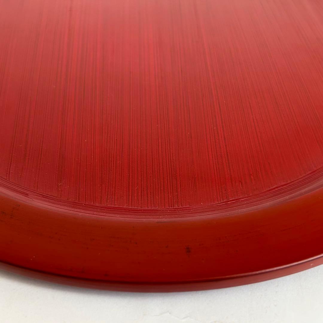 【希少】未使用 木製 漆塗り 刷毛目 さび根来 大皿 お盆 えんじ