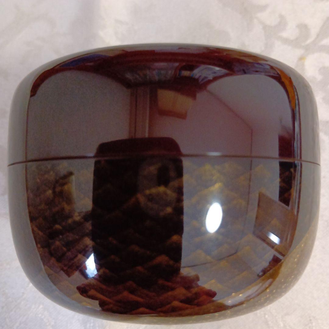 坂一男　富士山模様　蒔絵　茶道具 金色装飾 棗　木箱　黃布付き