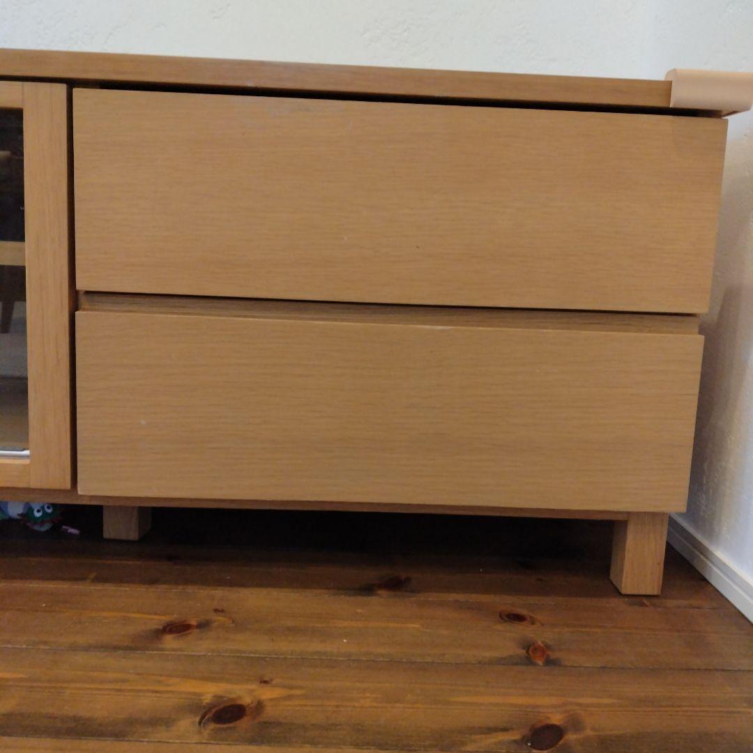 本日セール　無印良品 脚付き　ガラス扉　テレビ台 ナチュラル　 オーク材