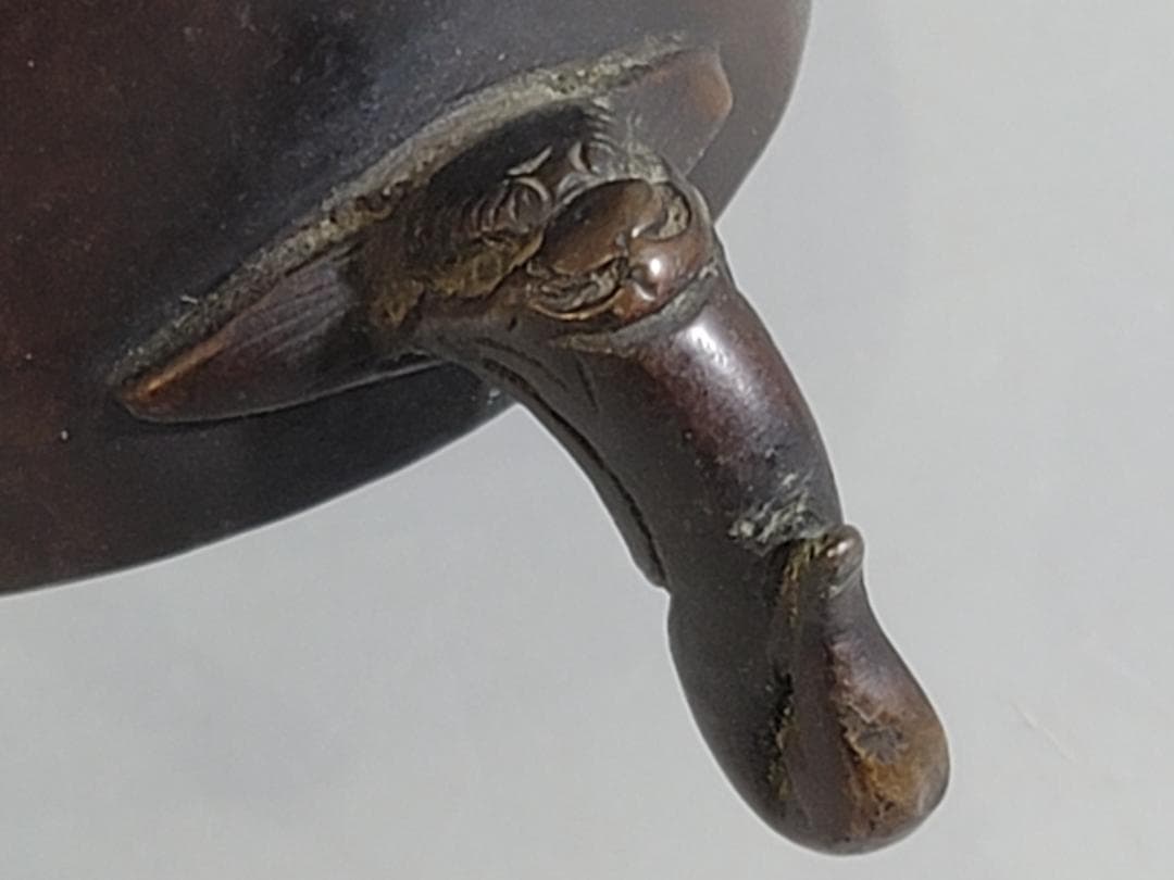 DT309 古い 中国 古銅 筆筒 宣徳年製