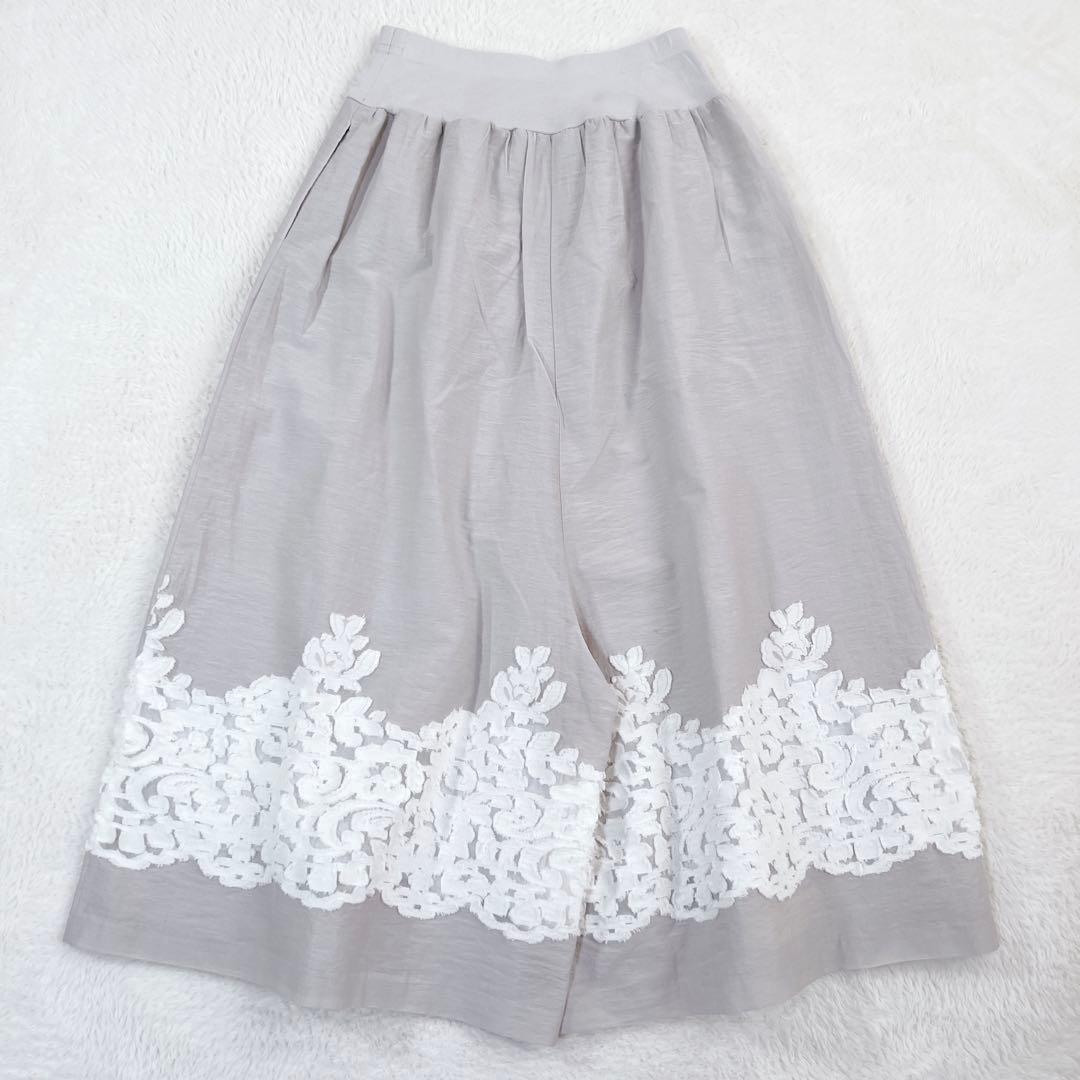 ビアズリー 裾レース ジャガード サルエルバギーパンツ グレー 23SS