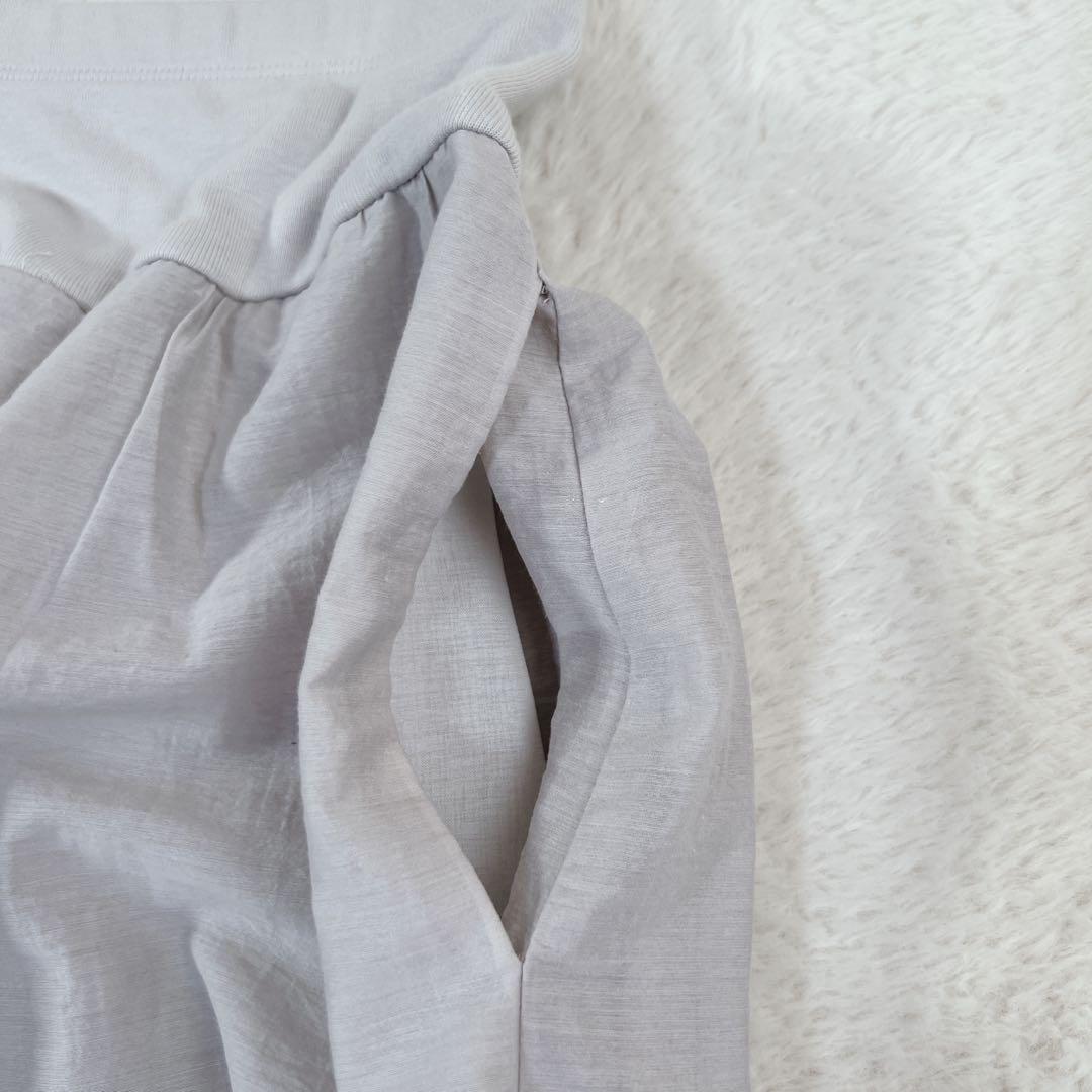 ビアズリー 裾レース ジャガード サルエルバギーパンツ グレー 23SS