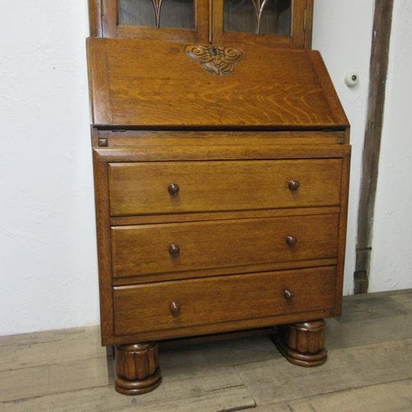 イギリス アンティーク 家具 ビューローブックケース デスク 本棚 6758c