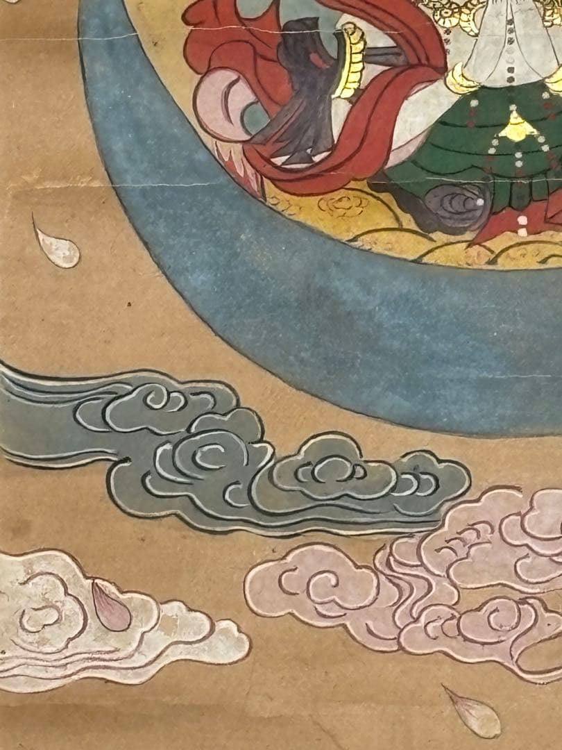 「勢至菩薩彩色木版画」1幅|江戸時代中期頃 仏教美術 仏像 木版刷り 和本