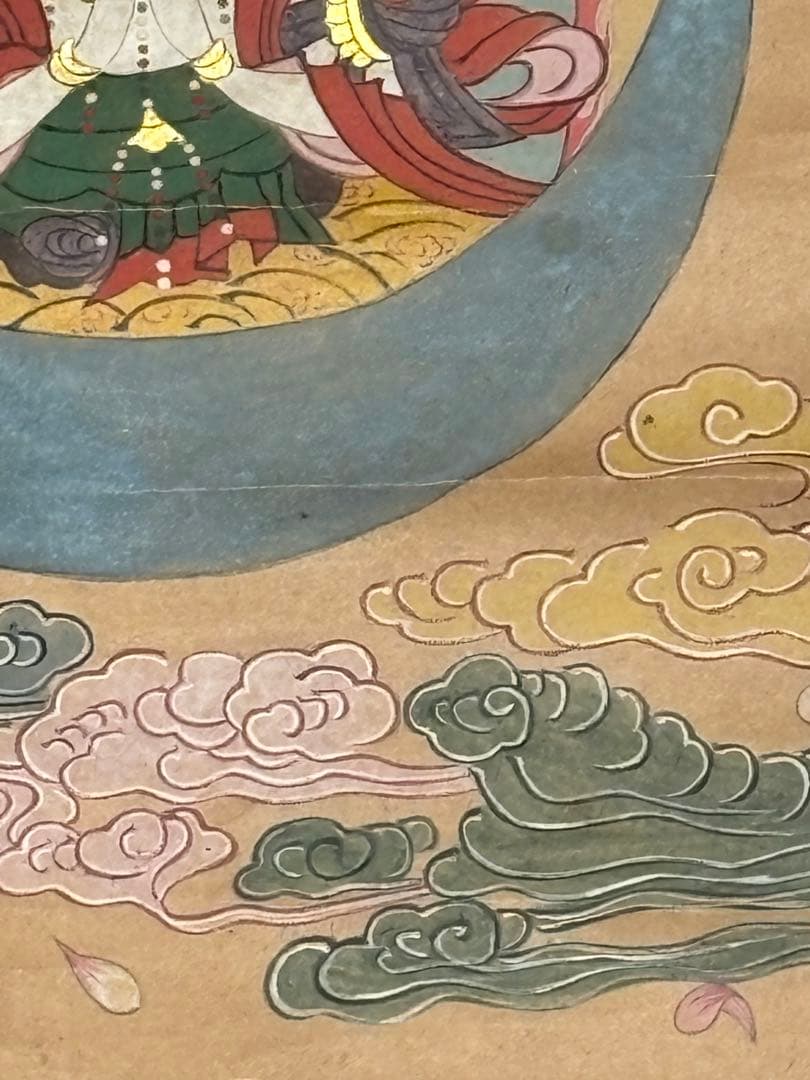 「勢至菩薩彩色木版画」1幅|江戸時代中期頃 仏教美術 仏像 木版刷り 和本