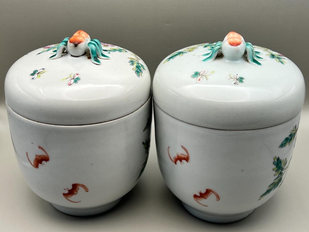 スペード　粉彩茶壺①　牡丹福寿文　同治年製在印　骨董品 時代品 中国美術