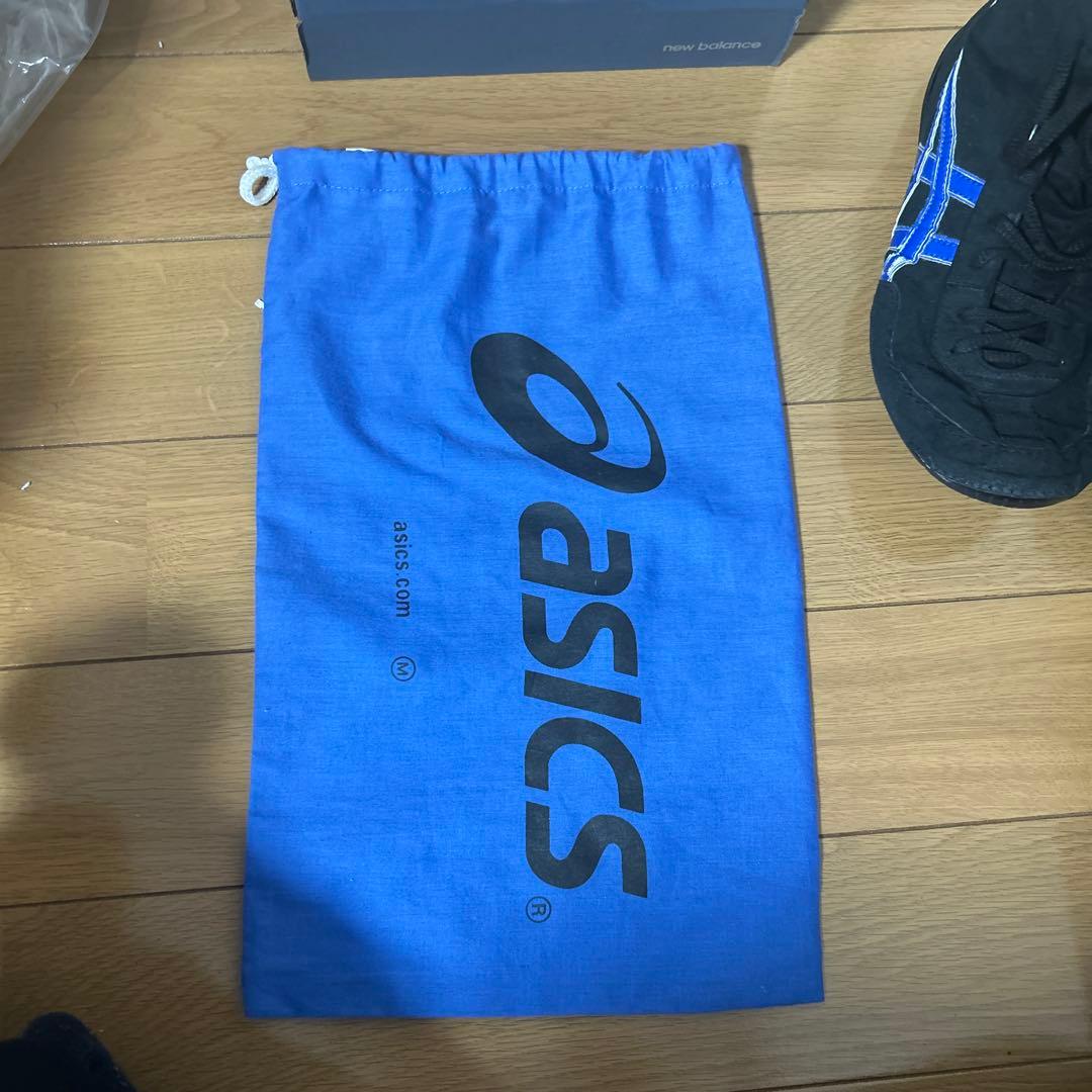 asics ボクシングシューズ ブラック/ブルー アシックスシューズ袋