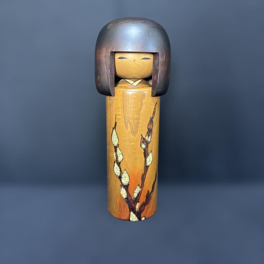 大サイズ 卯三郎 創作こけし ねこやなぎ 31センチ木札付き 箱入り