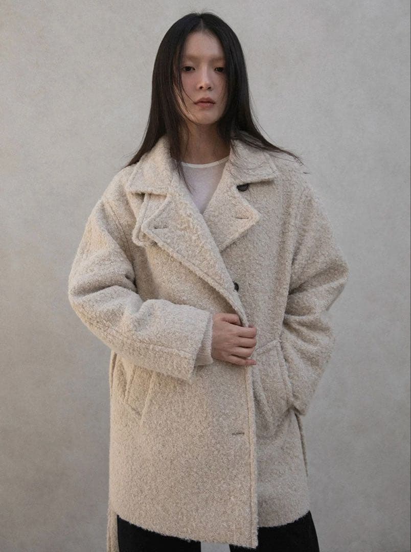 OHOTORO｜Boucle 2way Half Coat｜beige