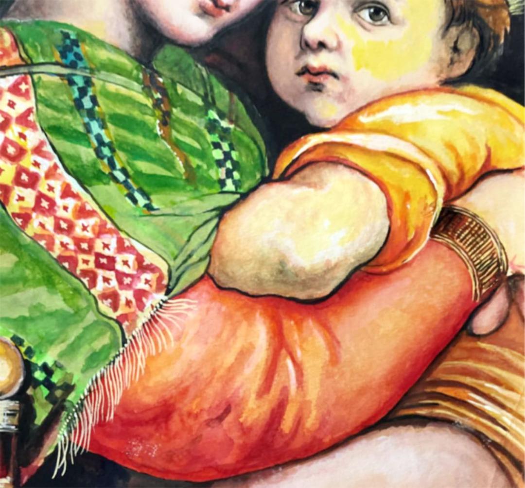 水彩画　ラファエロの聖母子の模写