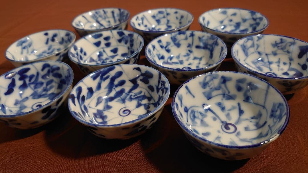 古伊万里　伊万里　染付　なずな　なずな文　煎茶碗　蔵出し　10客