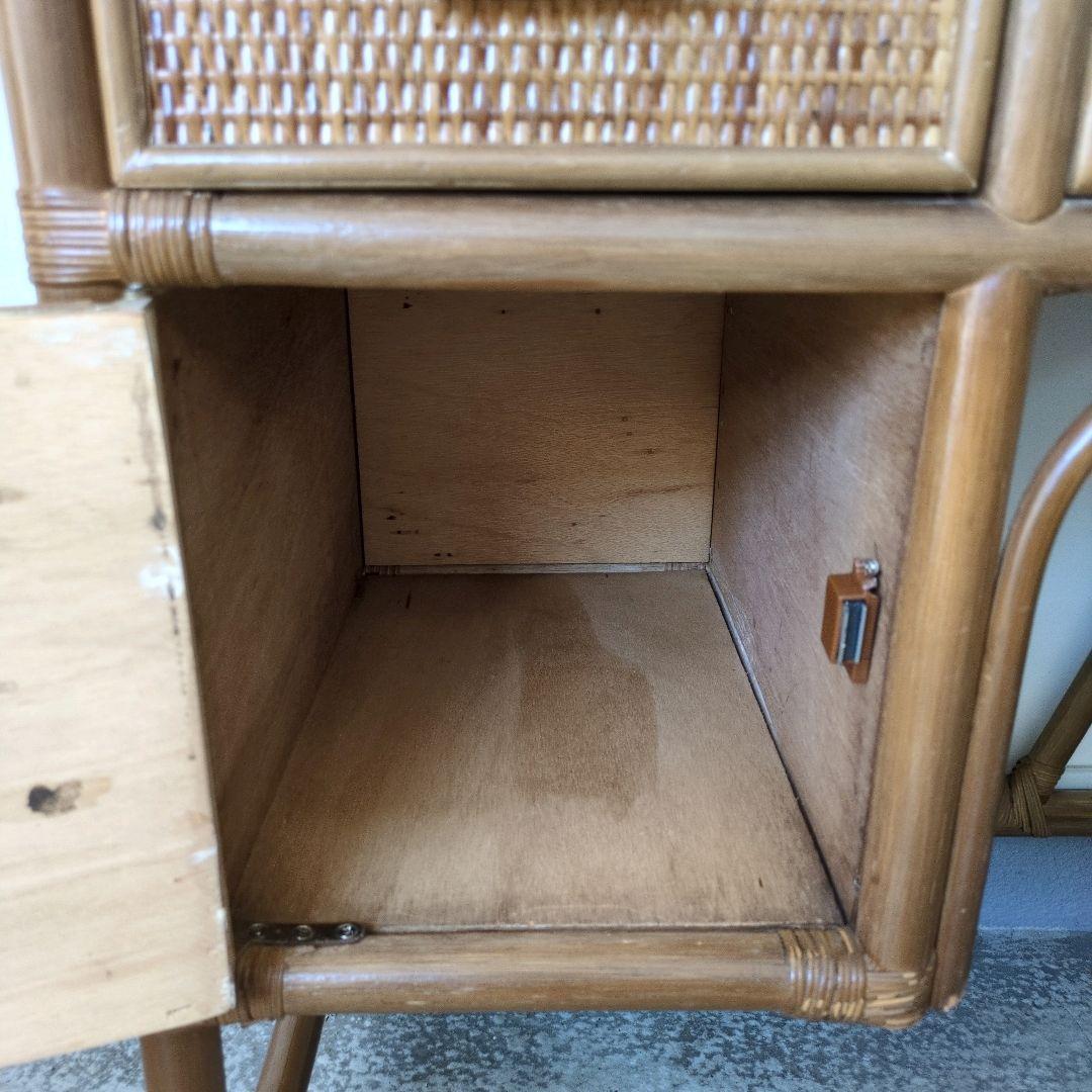 ヴィンテージ　レトロ　ラタン ミラー付きドレッサー