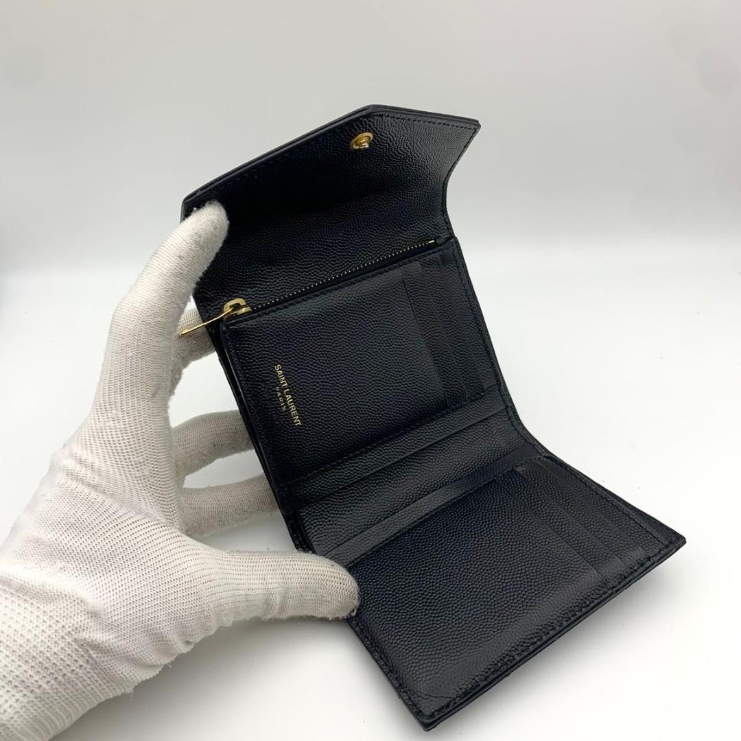 今だけセール！ サンローラン 三つ折り 財布 カサンドラ コンパクト 黒