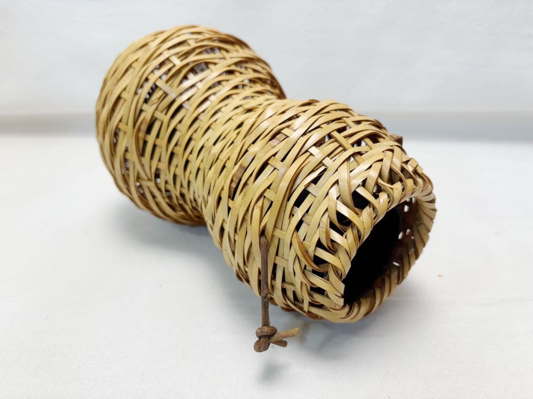 未使用 華道具 白竹 瓢箪形 花入 ひさご 掛置兼用 おとし付き 元箱