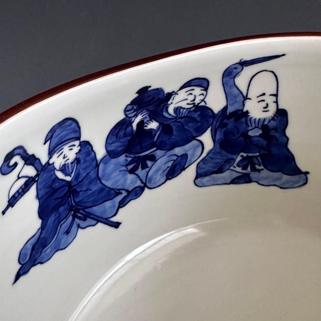 茶道具　染付　俵形　七福神絵　水指　加藤利昇　共箱　京焼　茶会　初釜　縁起が良い