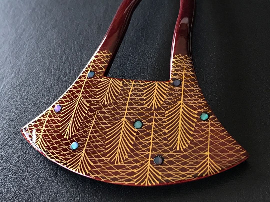 かづら清老舗　かんざし　溜色　蒔絵　螺鈿細工