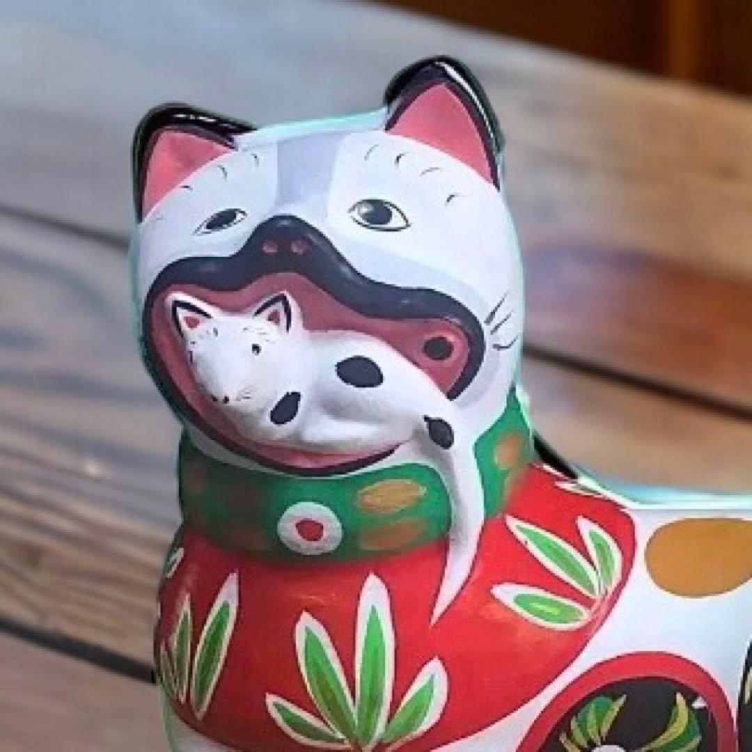 岩手県郷土玩具 花巻土人形 平賀孫左衛門 窯猫 ねずみくわえ猫 厄除け 家内安全
