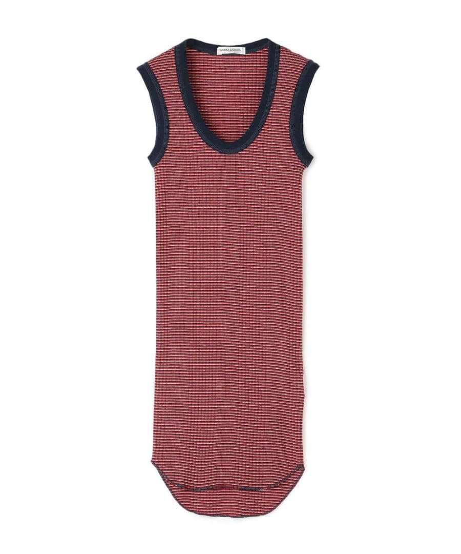 ★美品 FUMIKA UCHIDA ボーダー Uネック リブタントップ Navy