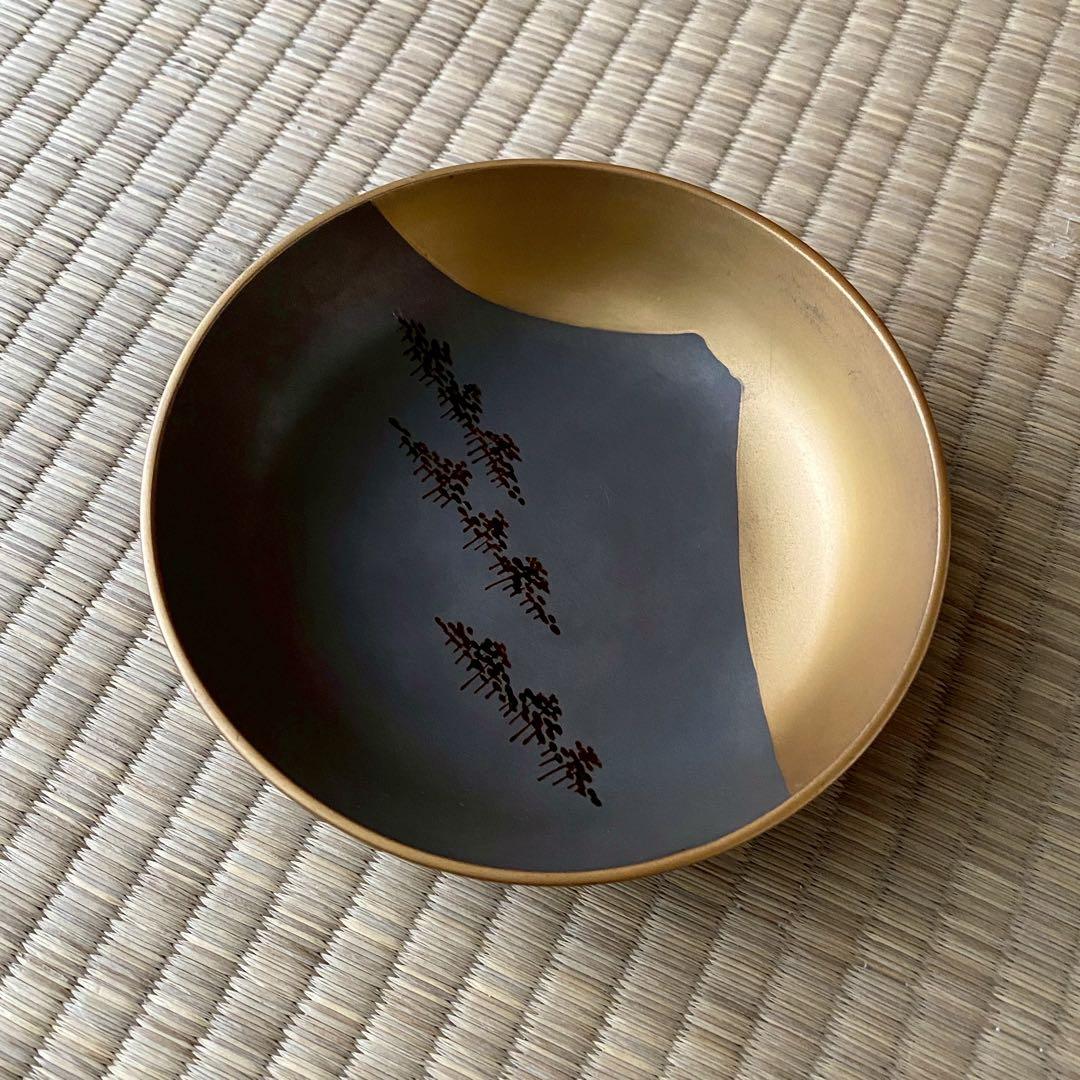 時代 輪島塗【富士松原蒔絵 小皿5客組】銘々皿 天然木 漆塗 懐石 茶道具