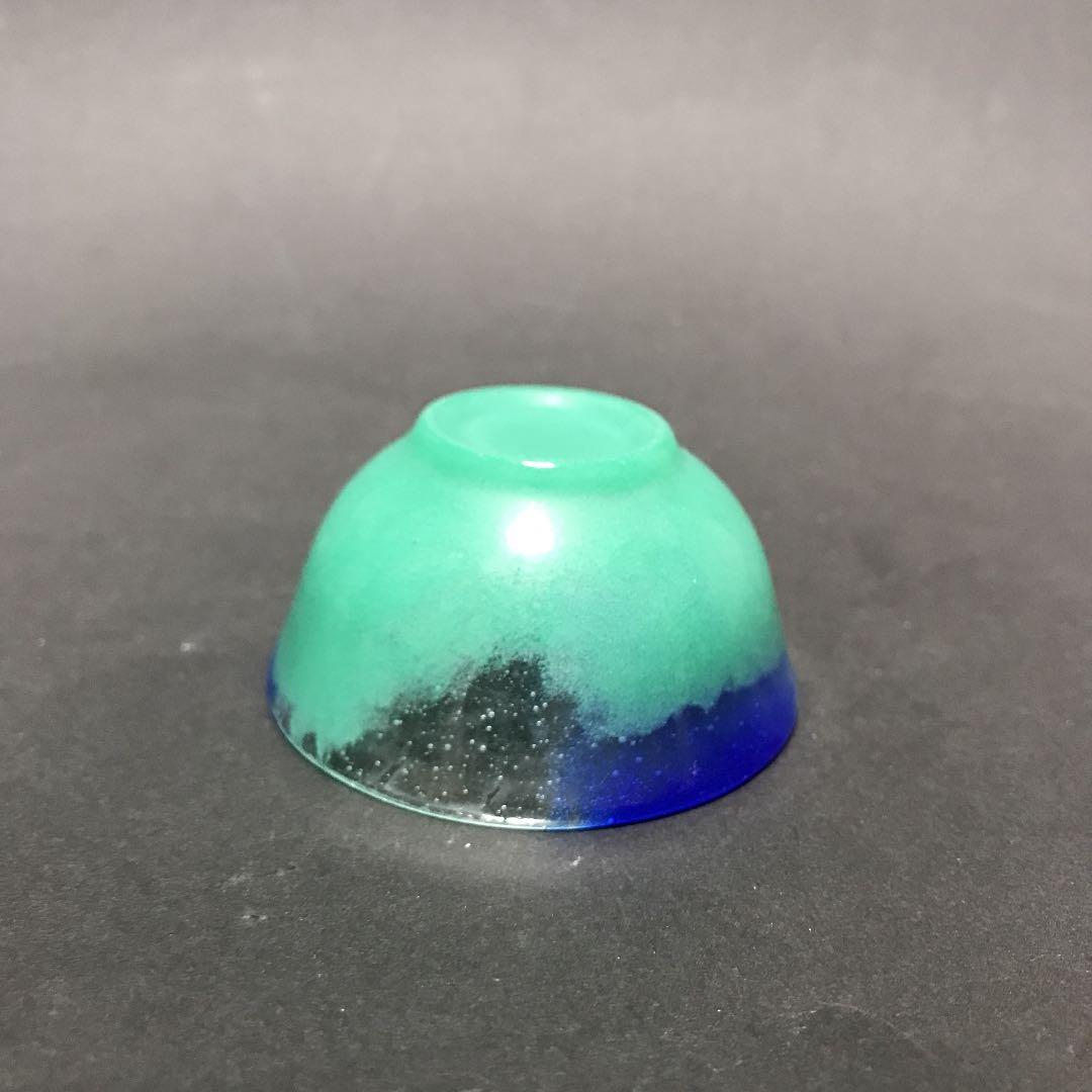 パート・ド・ヴェール　おちょこ 緑青色　ガラス作家作