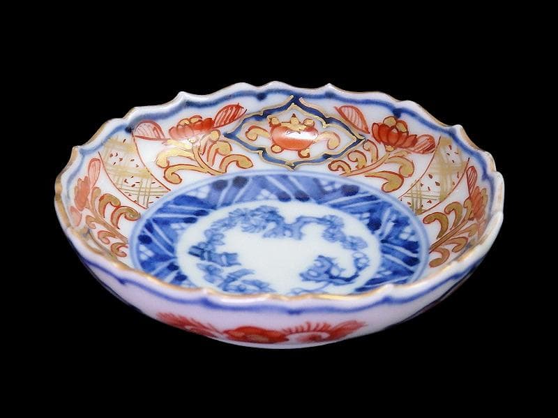 古伊万里　金襴手　花に松竹梅の図　豆皿　E725AS-CYd