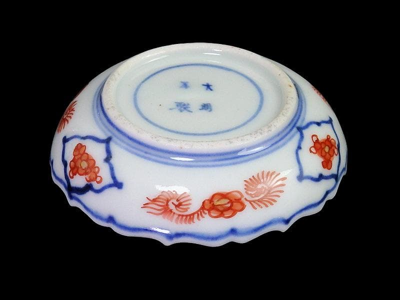 古伊万里　金襴手　花に松竹梅の図　豆皿　E725AS-CYd