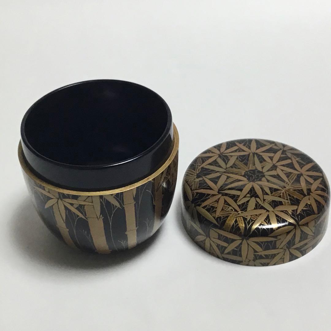 中棗 黒 総竹林 筑良作 茶道具 古物品