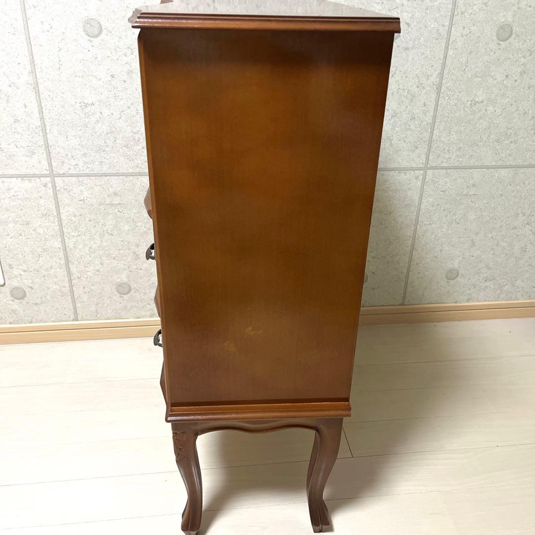 美品　イタリア製　アンティーク　家具　2段　キャビネット　猫足　象嵌　チェスト