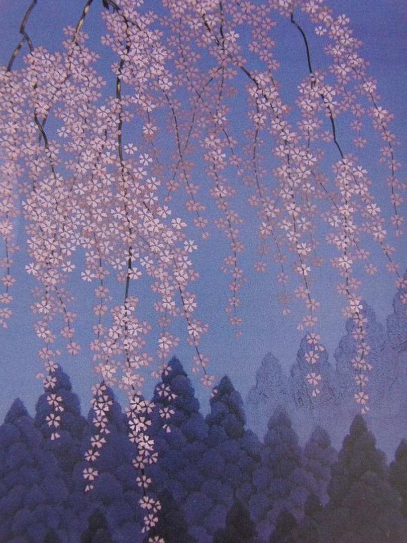 羽柴正和、【宵桜】、希少な額装用画集より、新品額装付、状態良好