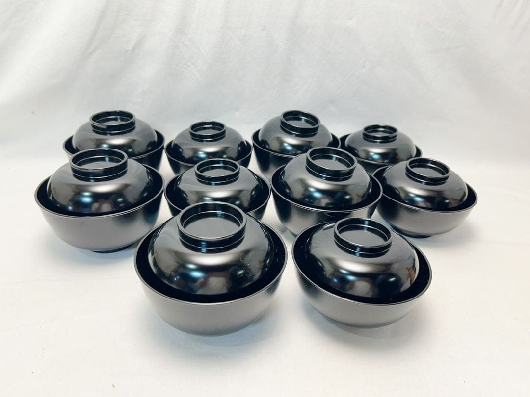 ほぼ未使用 懐石道具 黑塗 四つ椀 小丸椀 十客揃 元箱