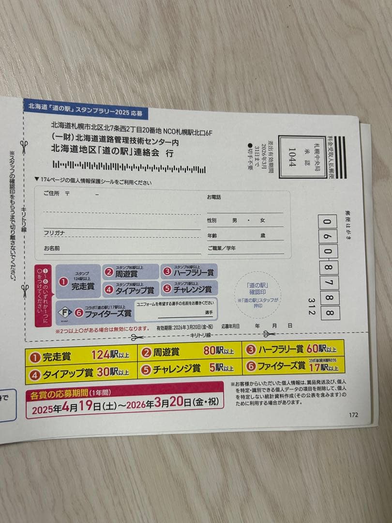 北海道 道の駅スタンプラリー完全制覇 スタンプ帳