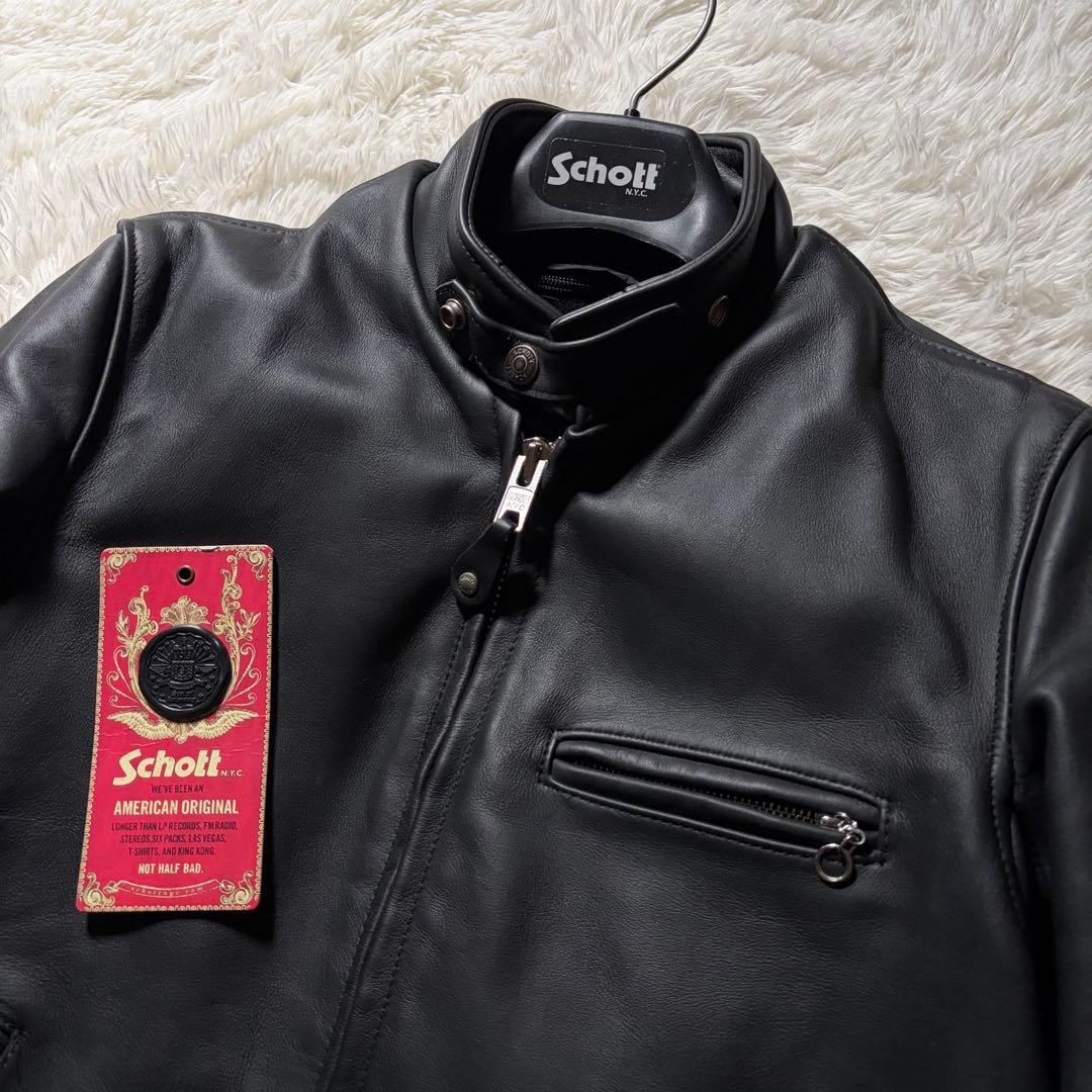 w*a様 未使用級/新型✨schott ライダースジャケット　641 黒　本革