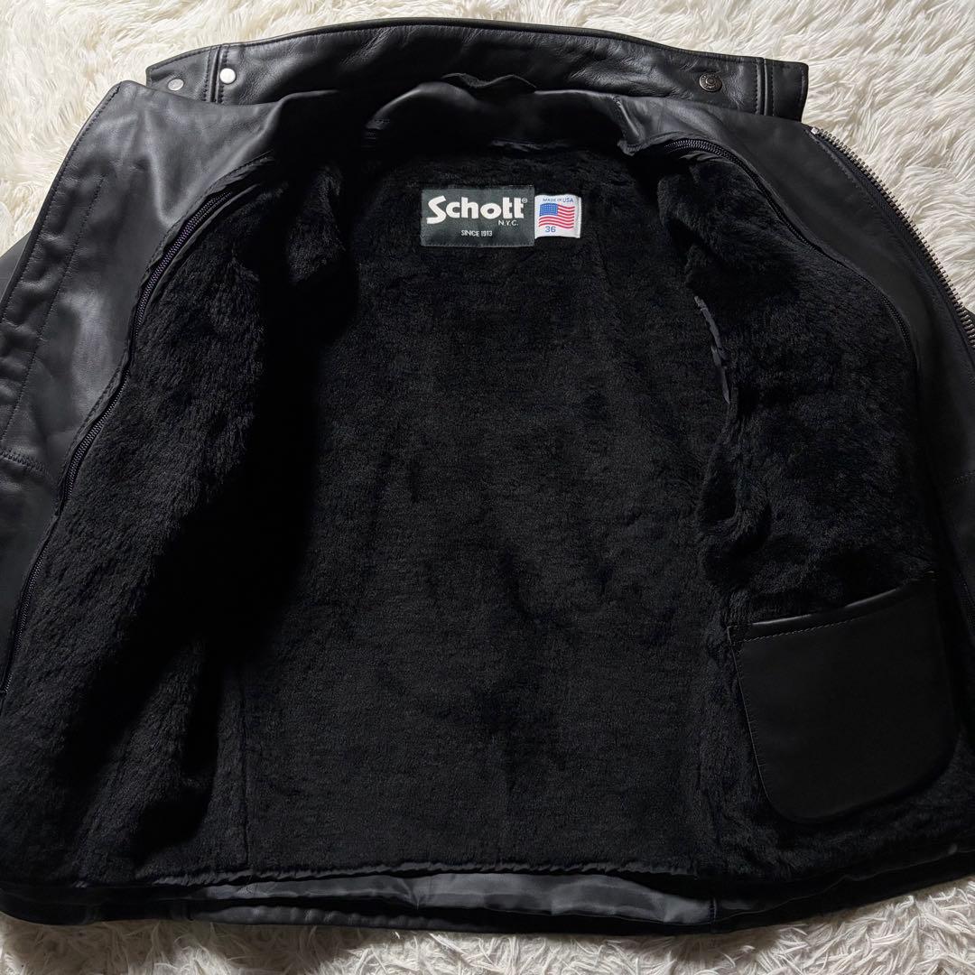 w*a様 未使用級/新型✨schott ライダースジャケット　641 黒　本革