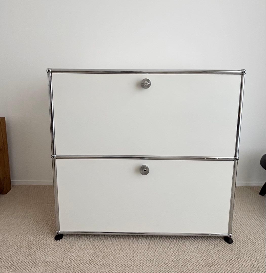 鍵付き2段2ドア　USMhaller USMハラー ピュアホワイト キャビネット