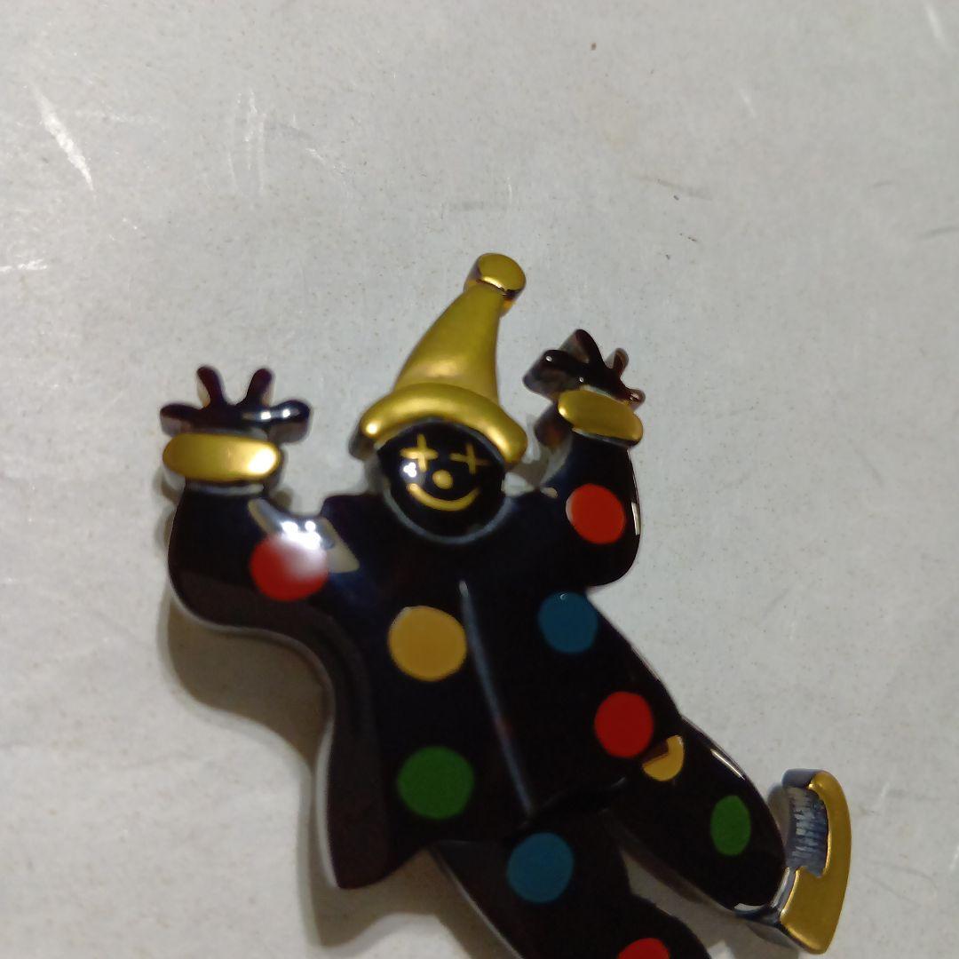 鼈甲蒔絵付きピエロペンダントブローチ