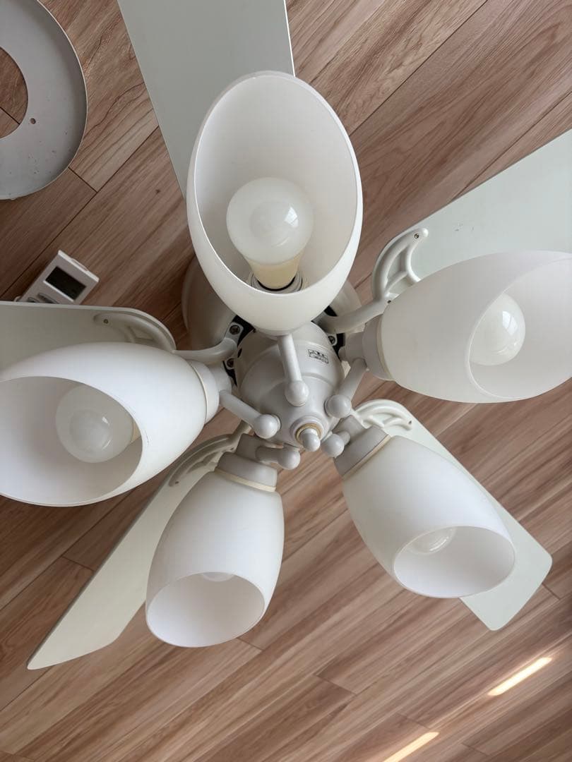 オーデリックホワイトシーリングファン 5灯 リモコン付き