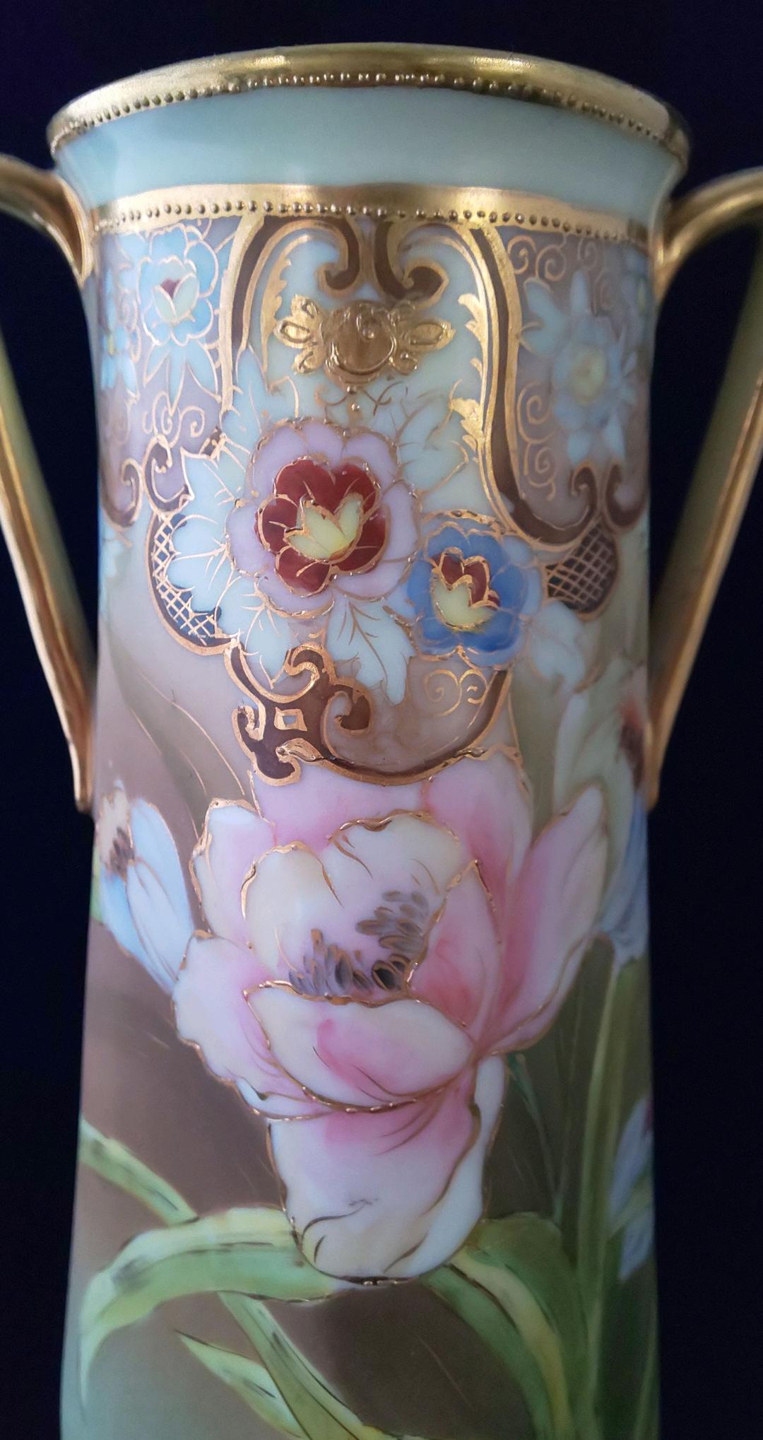 SALE❗️ オールドノリタケ  花瓶 欄の花  金彩  金点盛り 和の雰囲気