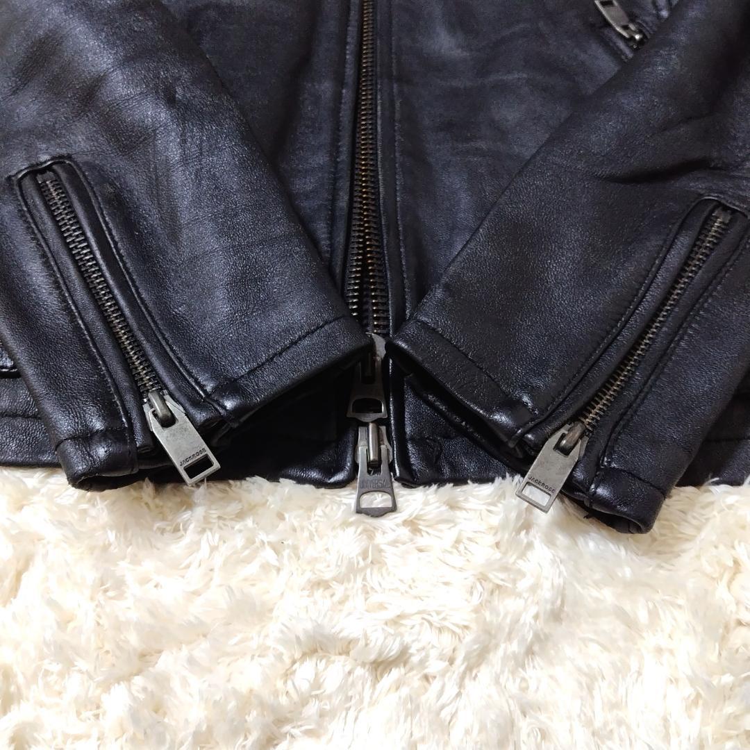 ジャックローズ ライダースジャケット ラムレザー サイズ4 シングル ブラック