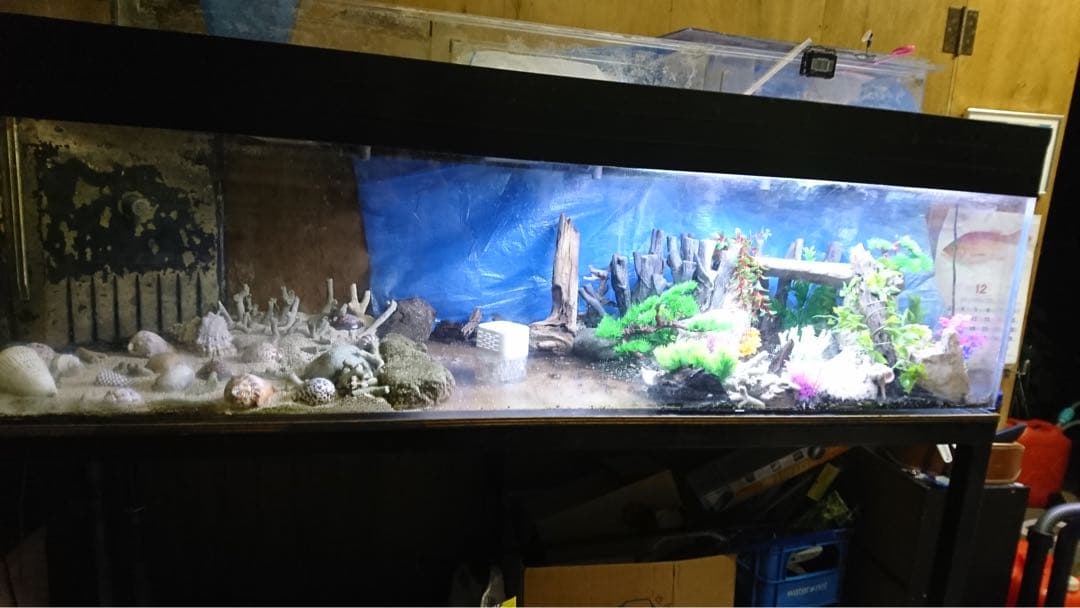 2mガラス水槽1式 上部ろ過