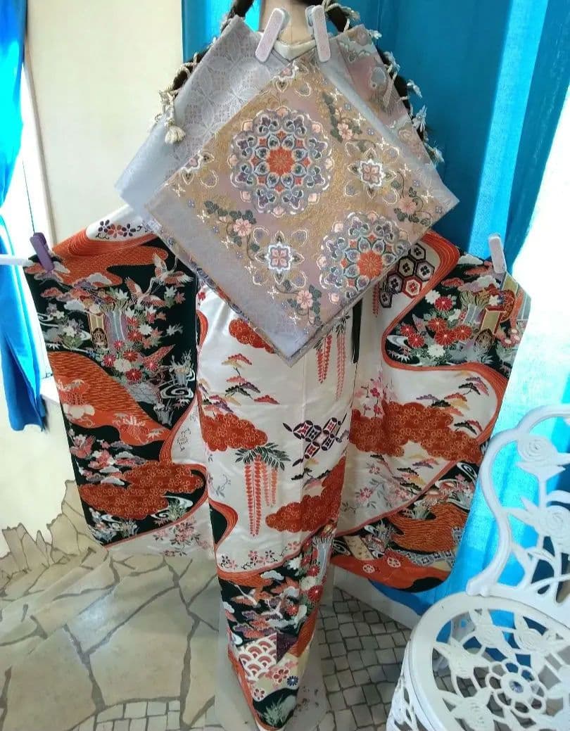 超お買得】振袖フルセット、正絹振袖成人式、重ね衿帯揚げ帯締め、西陣袋帯落款