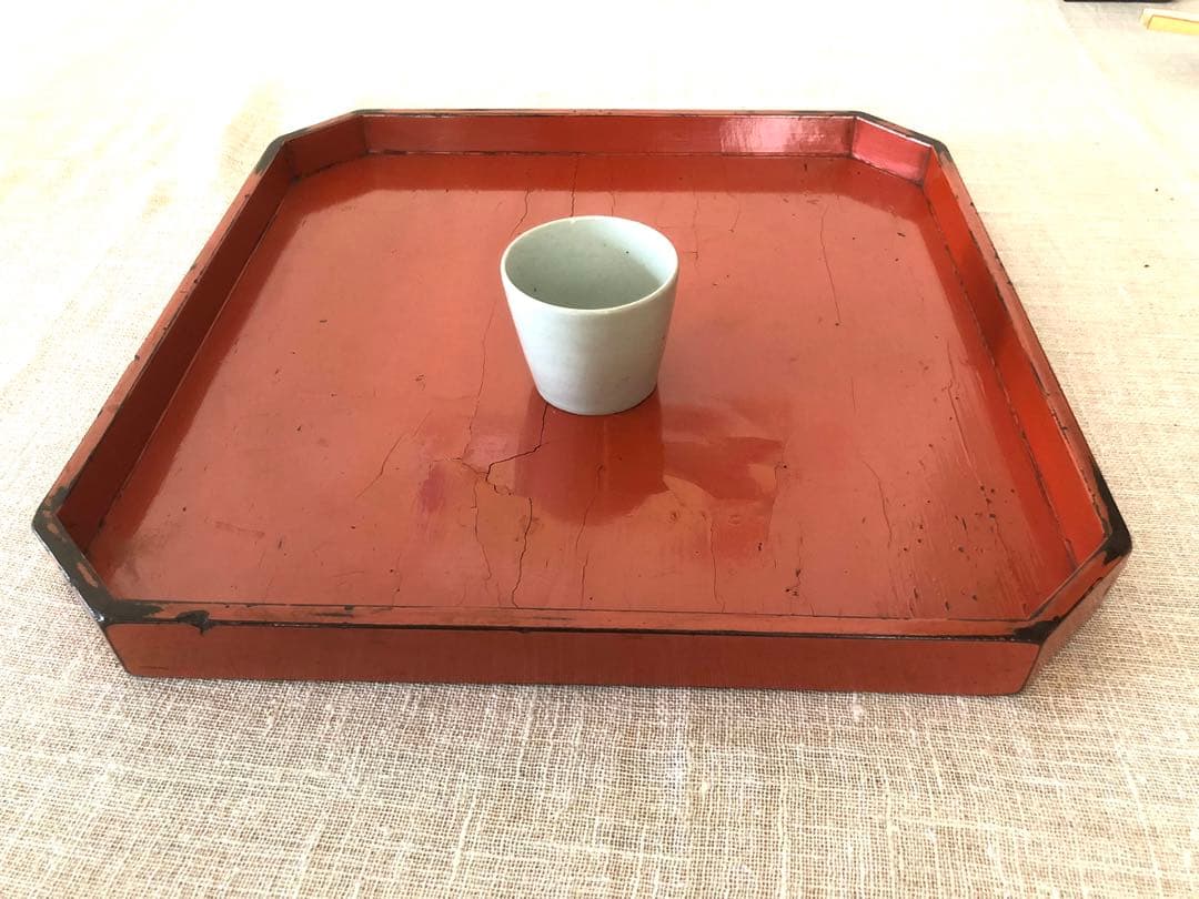 古美術 根来 隅切盆(折敷)