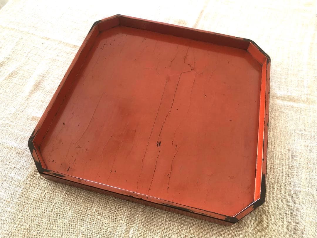 古美術 根来 隅切盆(折敷)