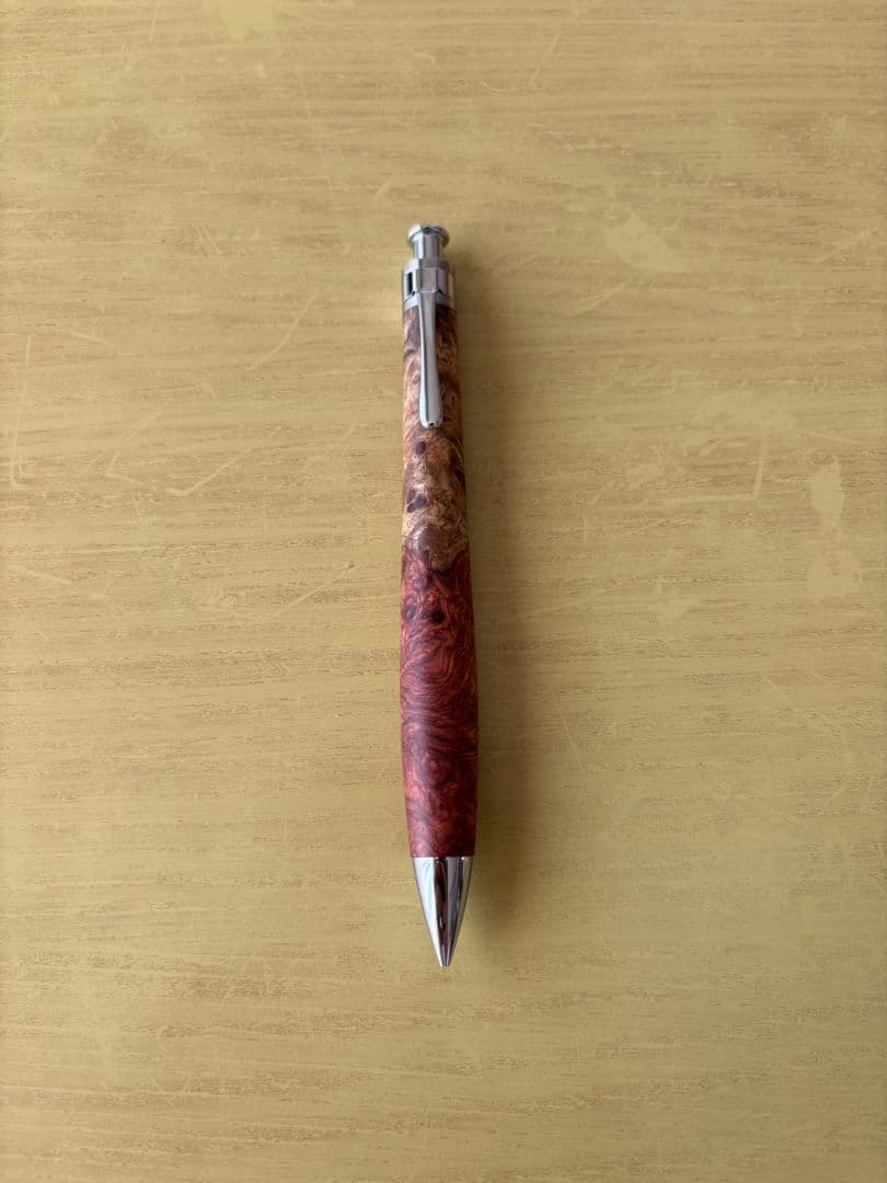 工房楔　シャーペン　花梨紅白こぶ杢　0.5mm　アルミタイプ