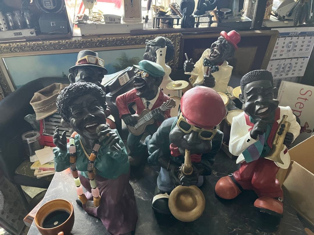 ジャズ人形、38センチ、FRP製黒人人形、JAZZ人形、JAZZ黒人バンド、