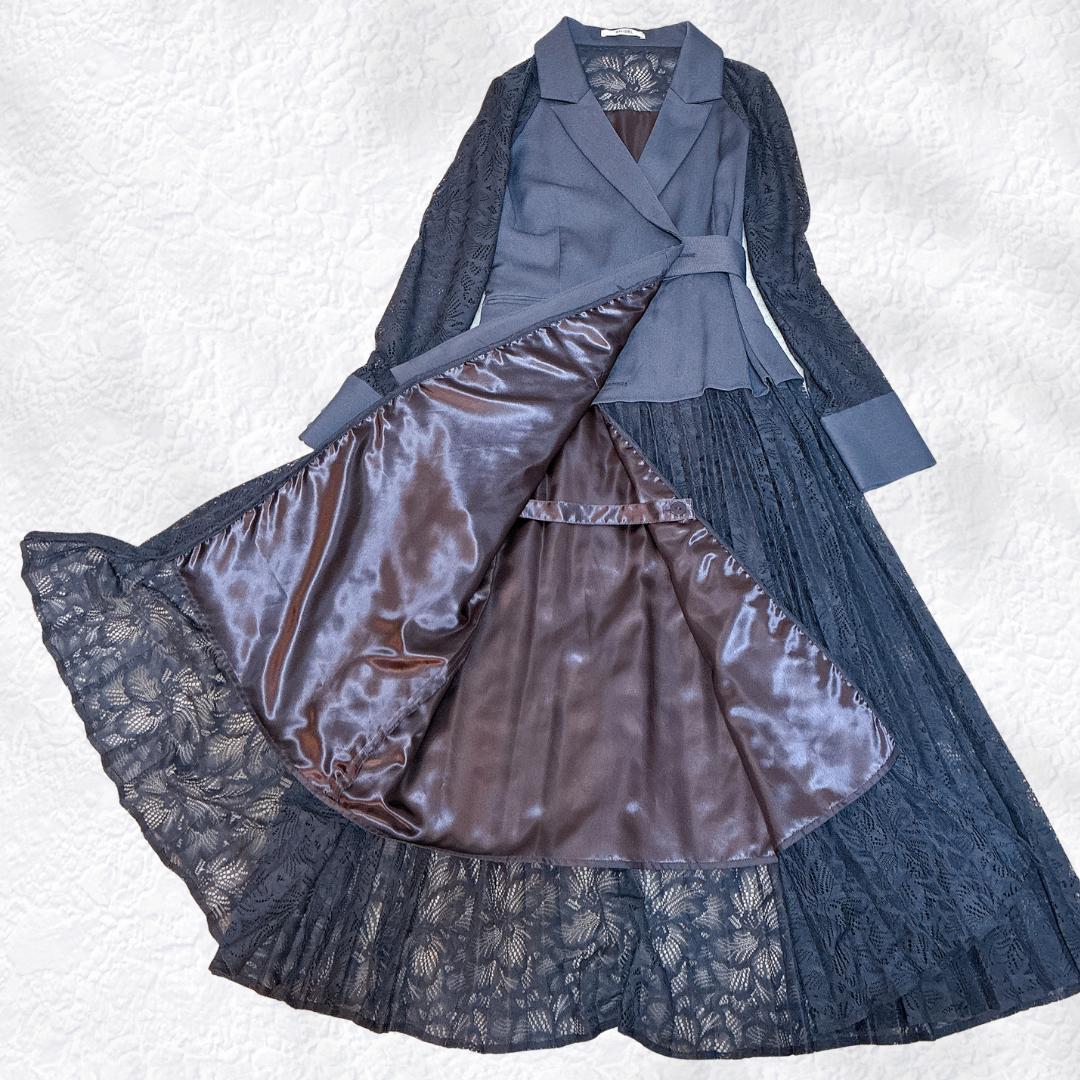 SNIDEL☆二次会 スイッチングレースドレス グレーS〜M相当 オケージョン