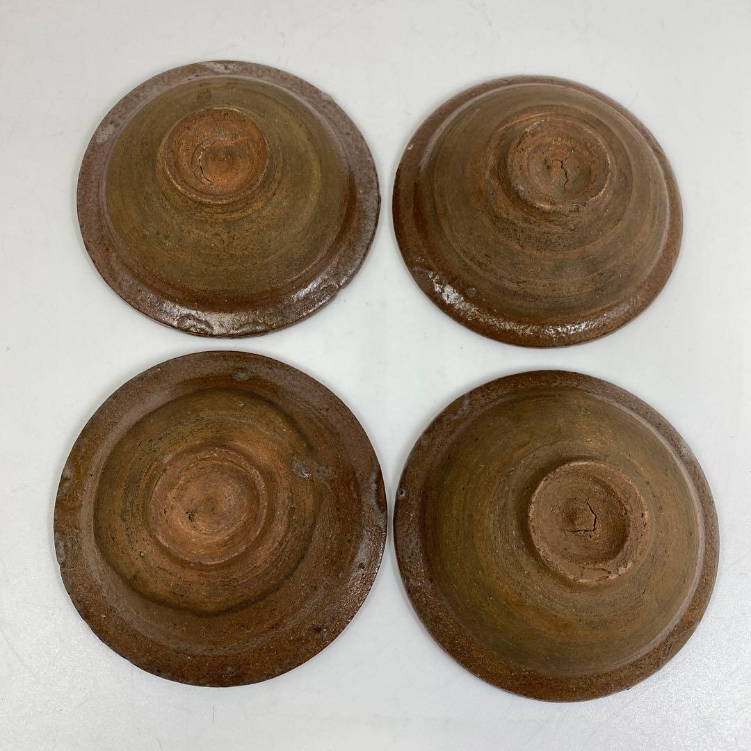古唐津　山絵　小皿4枚　直径約12.5㎝　　タカチ　東さ7-0121☆2F