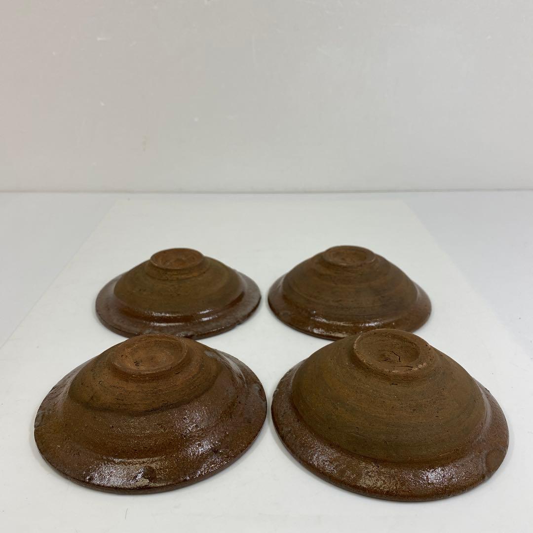 古唐津　山絵　小皿4枚　直径約12.5㎝　　タカチ　東さ7-0121☆2F