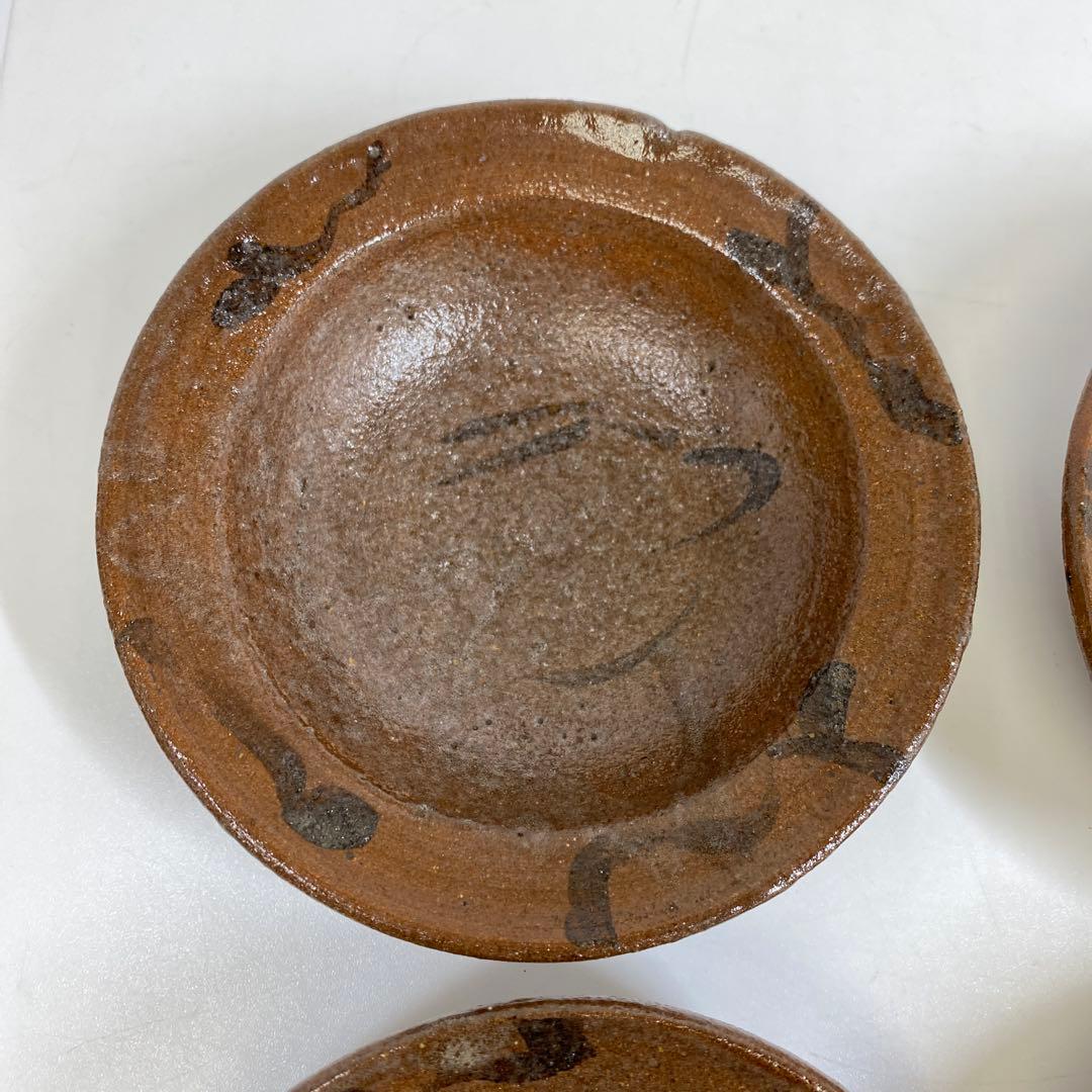 古唐津　山絵　小皿4枚　直径約12.5㎝　　タカチ　東さ7-0121☆2F