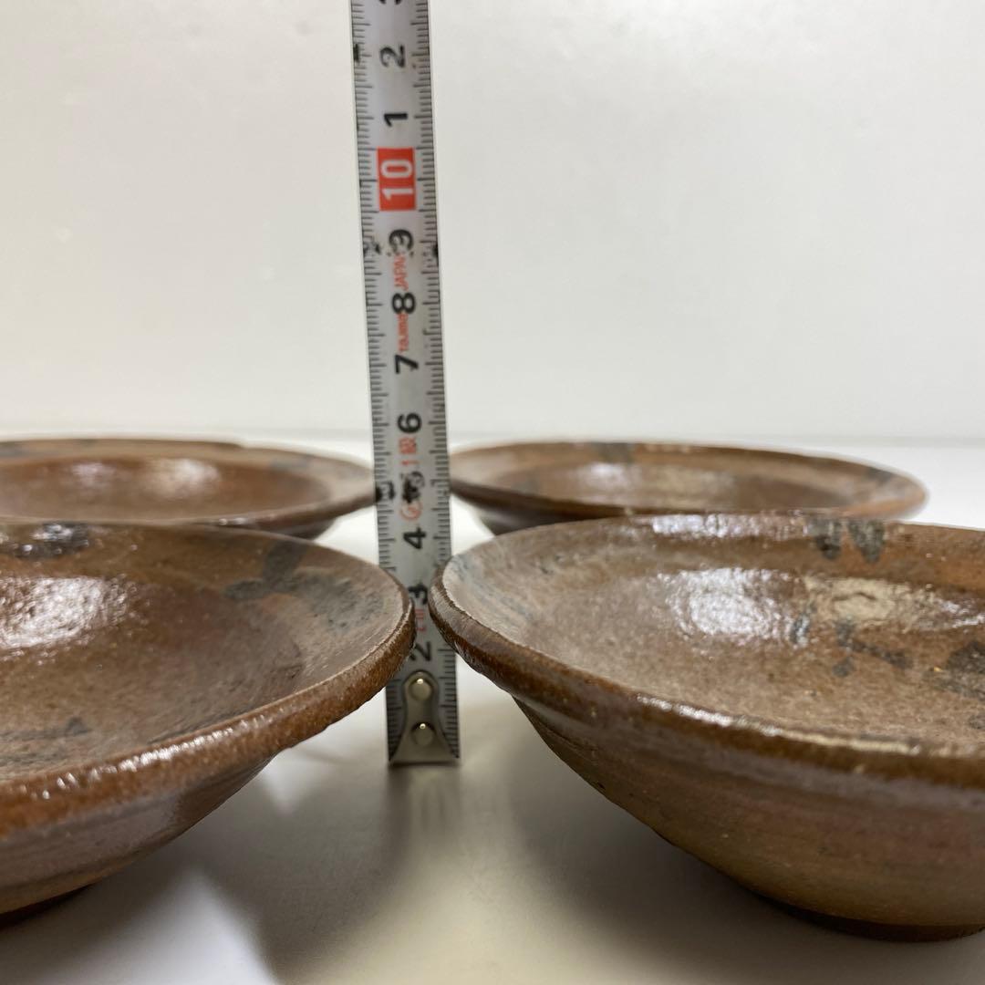 古唐津　山絵　小皿4枚　直径約12.5㎝　　タカチ　東さ7-0121☆2F